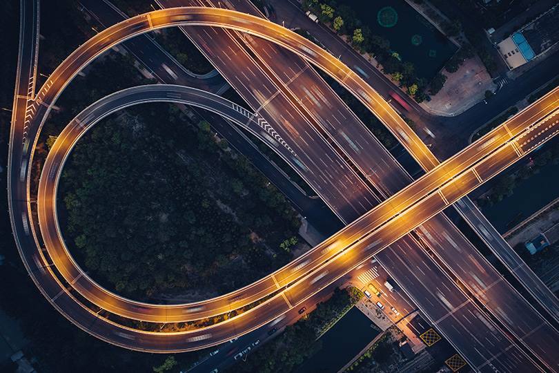 Stand, Land, Strom Autobahn bei Nacht